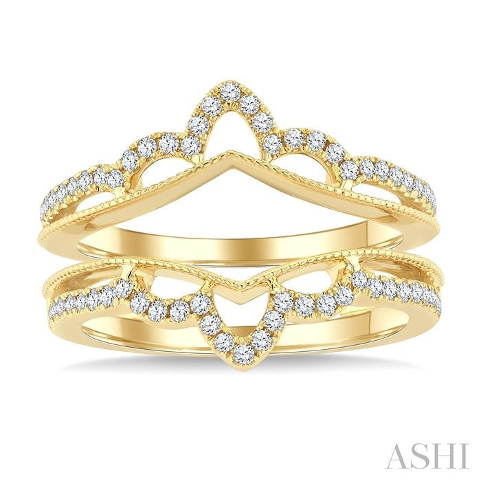 1/3 Ctw Chevron Center Round Cut Diamond Crown Insert Ring in 14K Yellow Gold