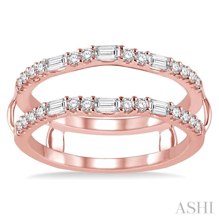 1/2 Ctw Baguette and Round Cut Diamond Insert Ring in 14K Rose Gold