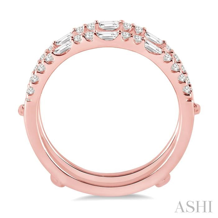 1/2 Ctw Baguette and Round Cut Diamond Insert Ring in 14K Rose Gold