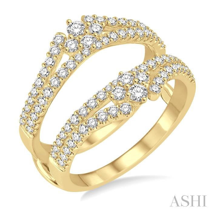 7/8 Ctw Round Diamond Insert Ring in 14K Yellow Gold