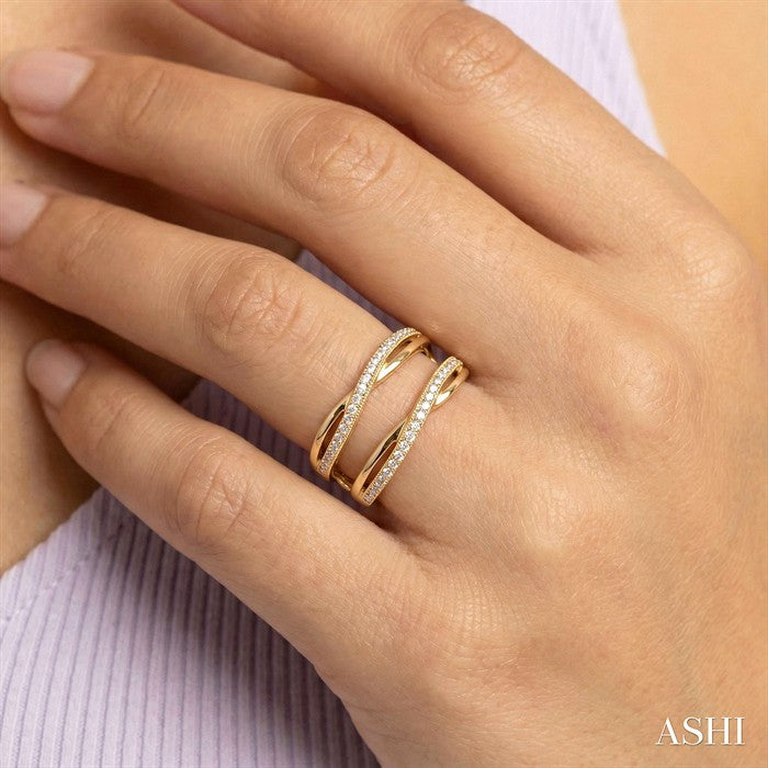 1/4 Ctw Round Diamond Insert Ring in 14K Yellow Gold