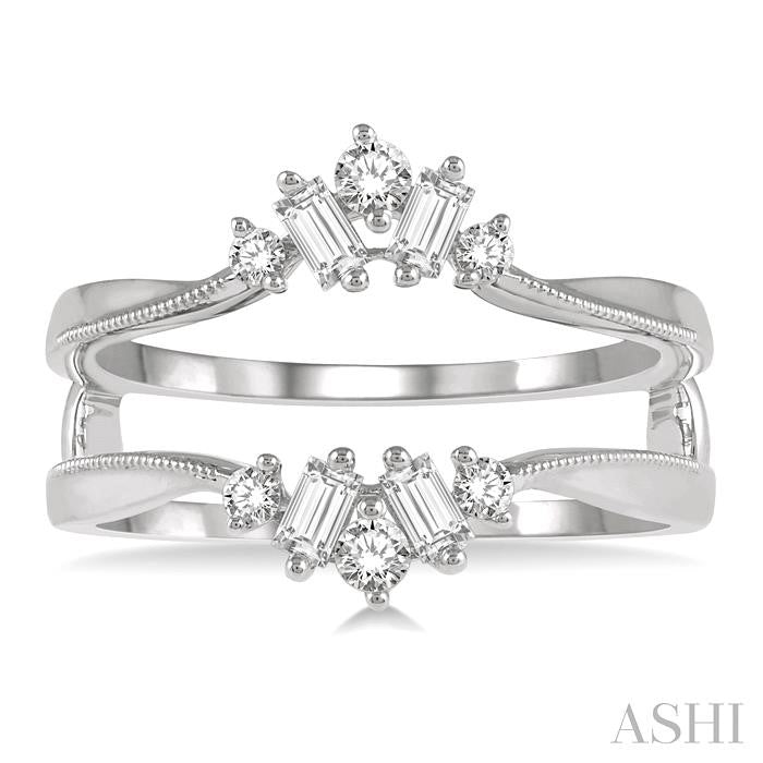 3/8 Ctw Baguette and Round Cut Diamond Insert Ring in 14K White Gold