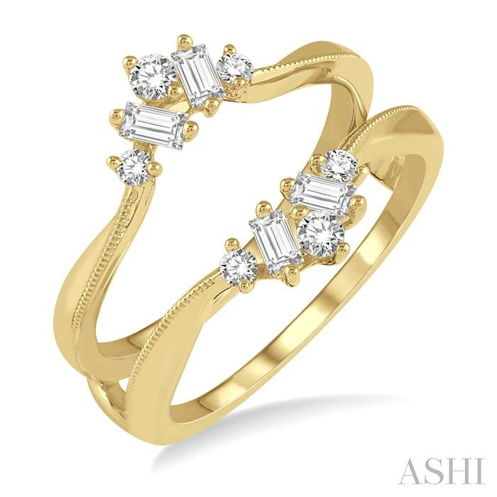 3/8 Ctw Baguette and Round Cut Diamond Insert Ring in 14K Yellow Gold