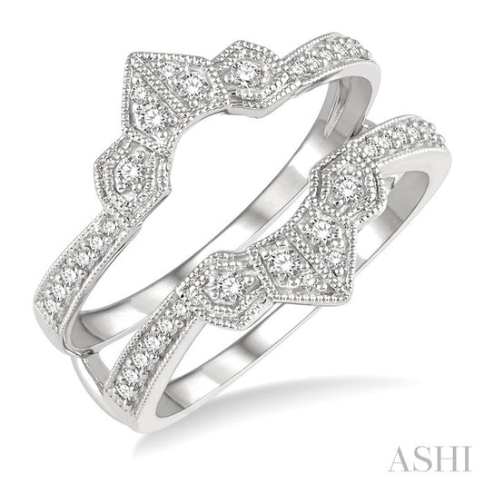 1/3 Ctw Ethnic Crown Center Round Cut Diamond Insert Ring in 14K White Gold