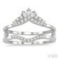 1/3 Ctw Tiara Baguette and Round Cut Diamond Insert Ring in 14K White Gold