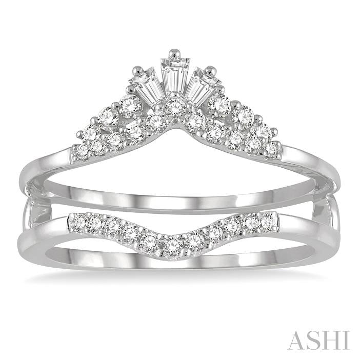 1/3 Ctw Tiara Baguette and Round Cut Diamond Insert Ring in 14K White Gold