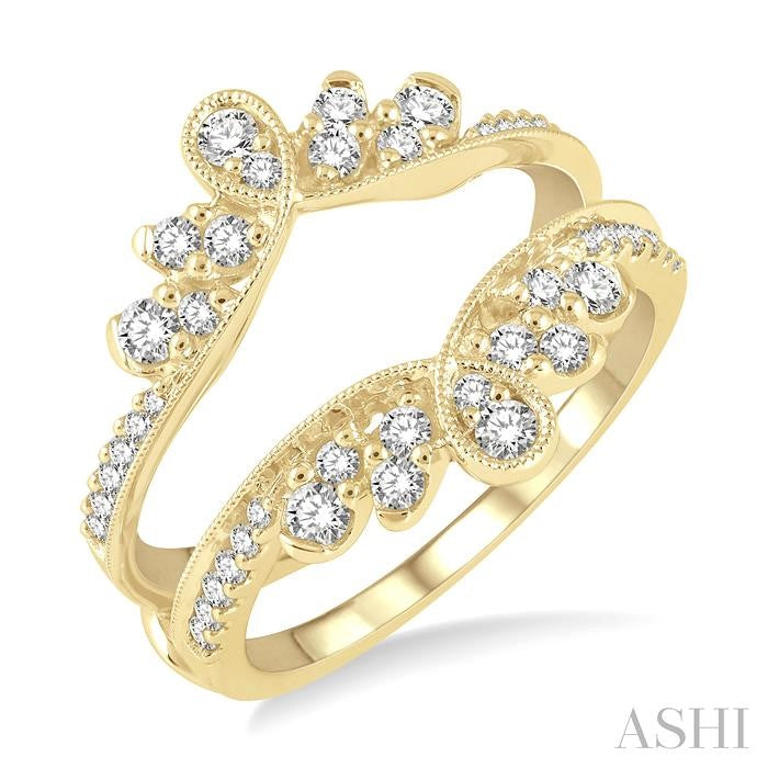1/2 Ctw Milgrain Twist Round Cut Diamond Insert Ring in 14K Yellow Gold