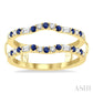 1.55 MM Round Shape Sapphire and 1/3 Ctw Baguette and Round Cut Diamond Precious Insert Ring in 14K Yellow Gold