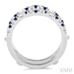 1.55 MM Sapphire and 1/3 Ctw Round Cut Diamond & Baguette Precious Insert Ring in 14K White Gold