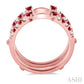 2 MM & 1.5 MM Ruby and 1/5 Ctw Round Cut Diamond Precious Insert Ring in 14K Rose Gold