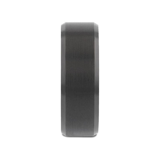RIGEL Flat Beveled Edges Black Tungsten Ring with Brushed Center and Vibrant Blue Ceramic Inside - 6mm & 8mm