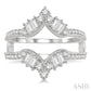 3/4 Ctw Chevron Center Baguette and Round Cut Diamond Insert Ring in 14K White Gold