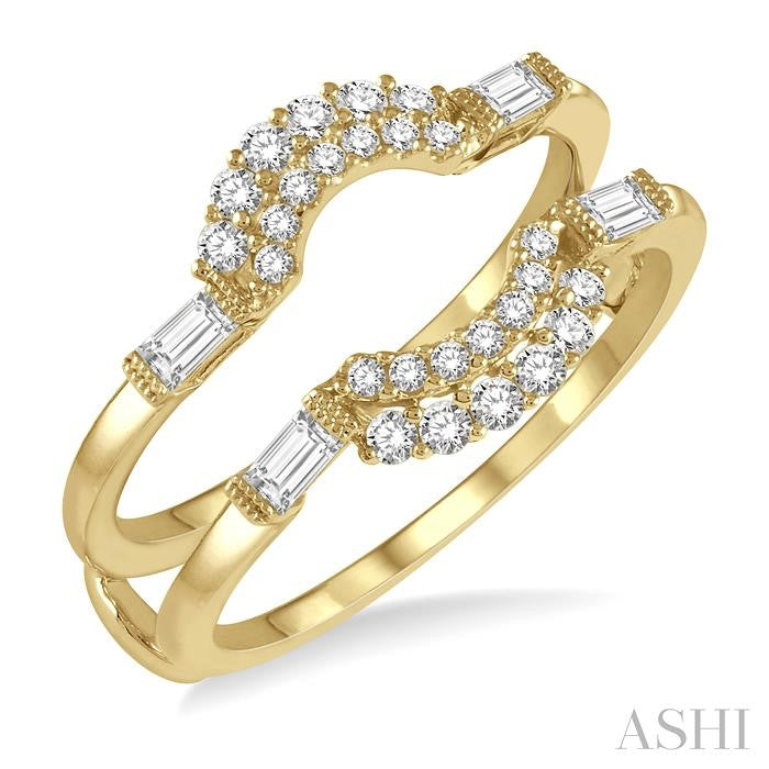 1/2 Ctw Double Arch Baguette and Round Cut Diamond Insert Ring in 14K Yellow Gold