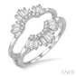 5/8 Ctw Arched Baguette and Round Cut Diamond Insert Ring in 14K White Gold