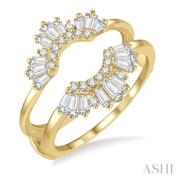5/8 Ctw Arched Baguette and Round Cut Diamond Insert Ring in 14K Yellow Gold