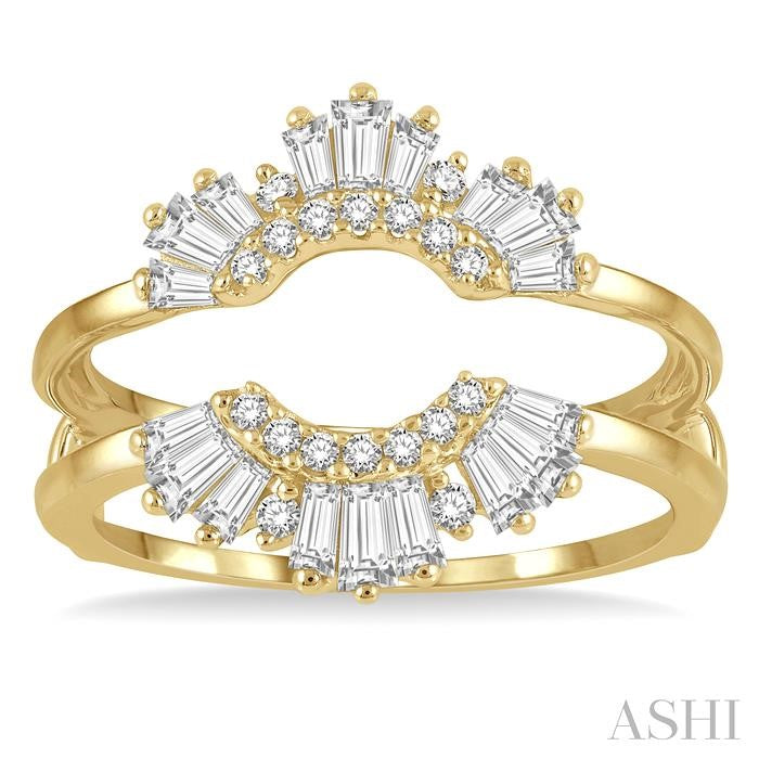 5/8 Ctw Arched Baguette and Round Cut Diamond Insert Ring in 14K Yellow Gold