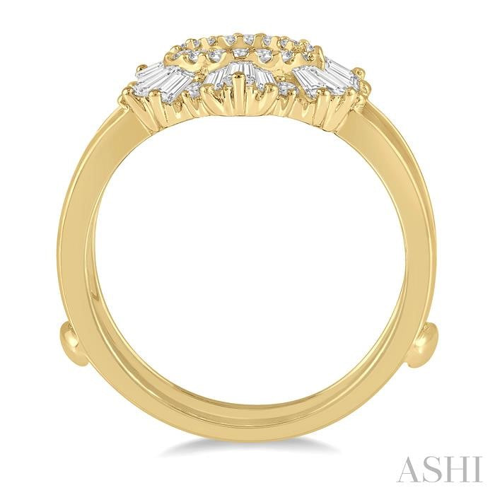 5/8 Ctw Arched Baguette and Round Cut Diamond Insert Ring in 14K Yellow Gold
