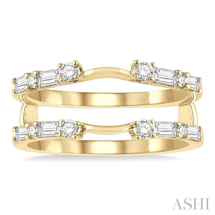 5/8 Ctw Baguette and Round Cut Diamond Insert Ring in 14K Yellow Gold