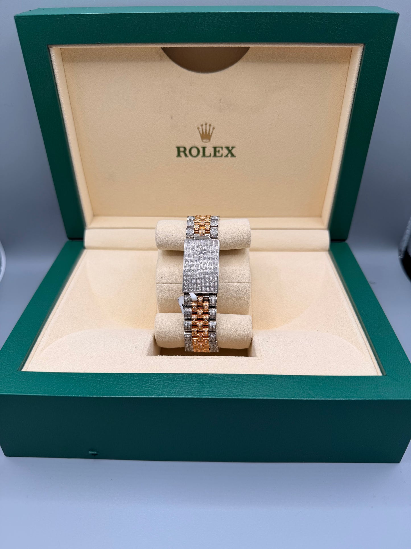 Rolex Datejust iced out Rose gold/ Stainless steel Jubilee with Iced out Arabic Numeral Diamond dial
