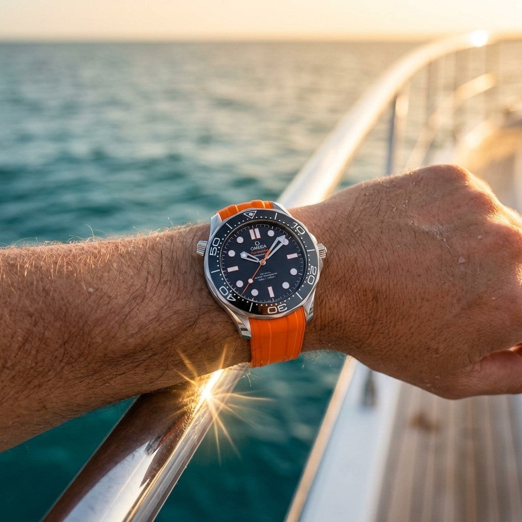 Omega Seamaster Diver 300M 42 mm — Steel on Rubber Strap (210.32.42.20.01.006) — lifestyle
