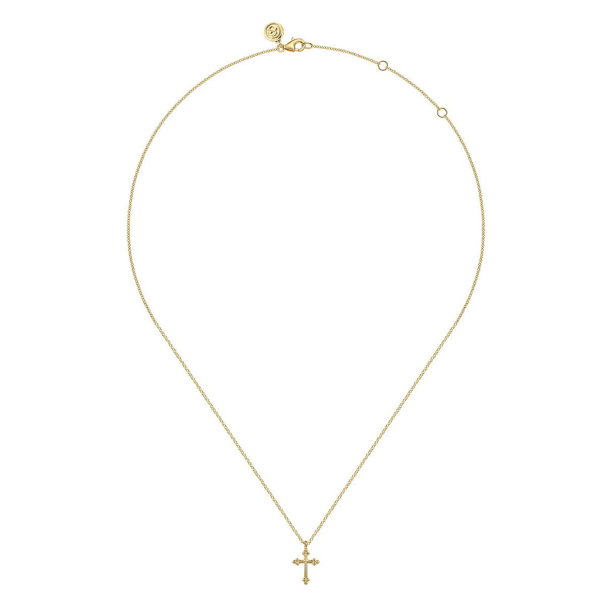 Gabriel & Co. 14K Yellow Plain Gold Bujukan 12mm Cross Necklace