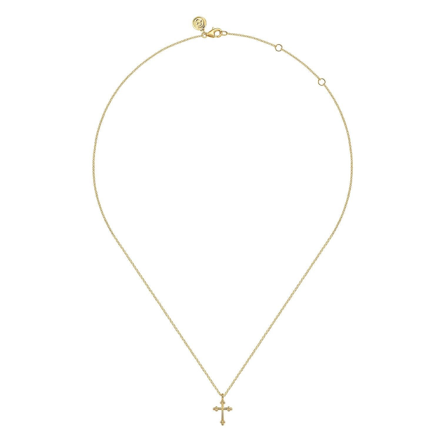 Gabriel & Co. 14K Yellow Plain Gold Bujukan 12mm Cross Necklace