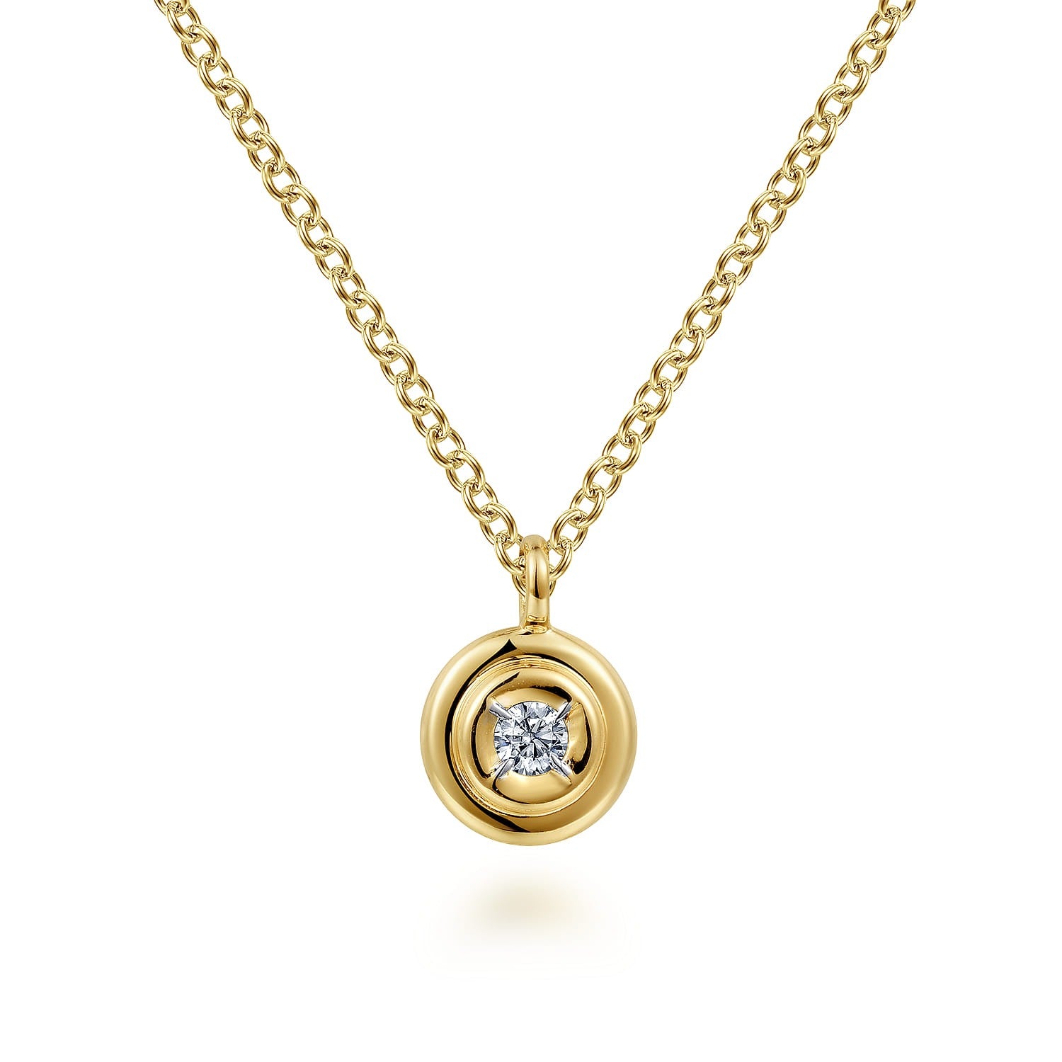 Gabriel & Co. 14K Yellow Gold Round Diamond Pendant Necklace .04CTW