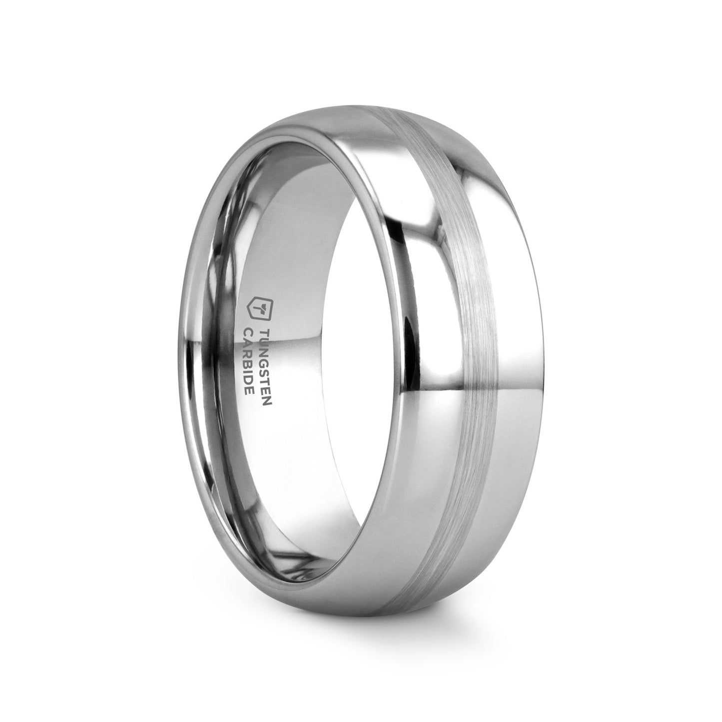 BELLATOR Domed with Brushed Stripe Tungsten Wedding Ring - 4mm - 12mm - 6mm