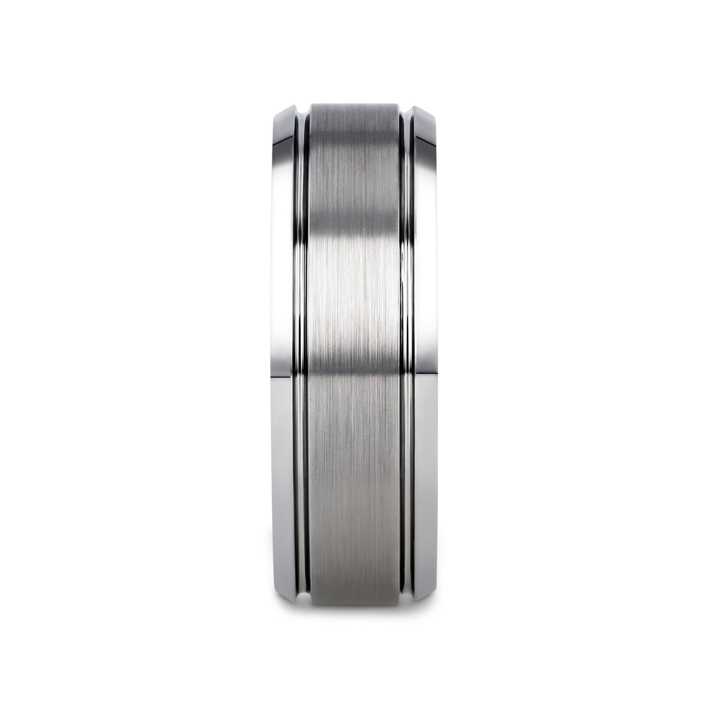 CRONUS Brushed Center with Polished Bevels Tungsten Wedding Band - 6mm & 8mm