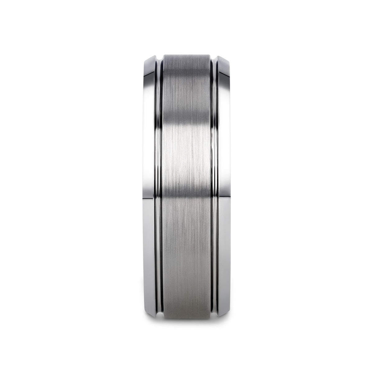 CRONUS Brushed Center with Polished Bevels Tungsten Wedding Band - 6mm & 8mm