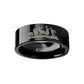 Animal Landscape Scene Five Deer Stag Hunting Engraved Flat Black Tungsten Ring - 4mm - 12mm - 8mm