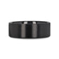 DRAKON Flat Pipe Cut Brush Finished Black Ceramic Wedding Band - 2mm - 12mm - 6mm