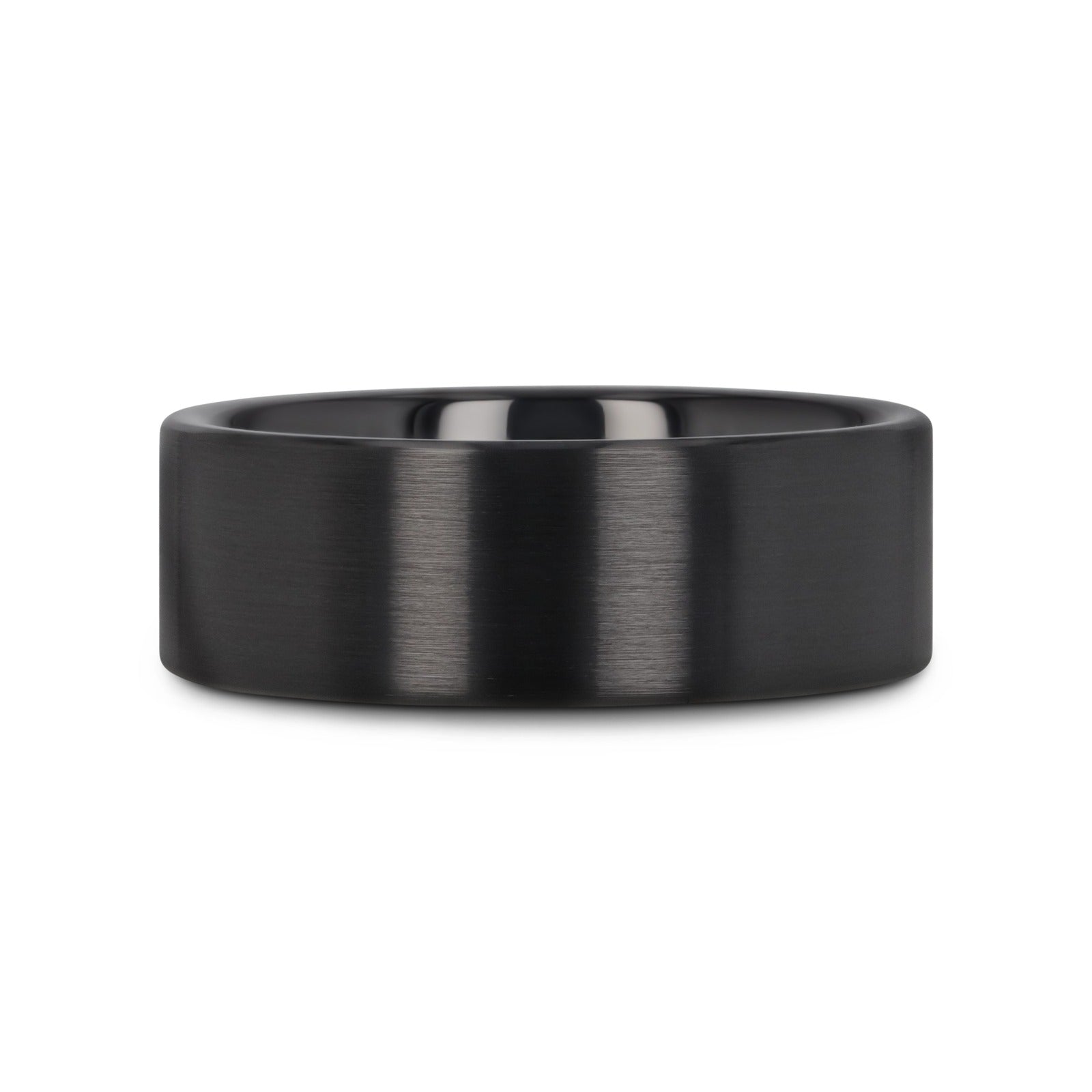 DRAKON Flat Pipe Cut Brush Finished Black Ceramic Wedding Band - 2mm - 12mm - 6mm