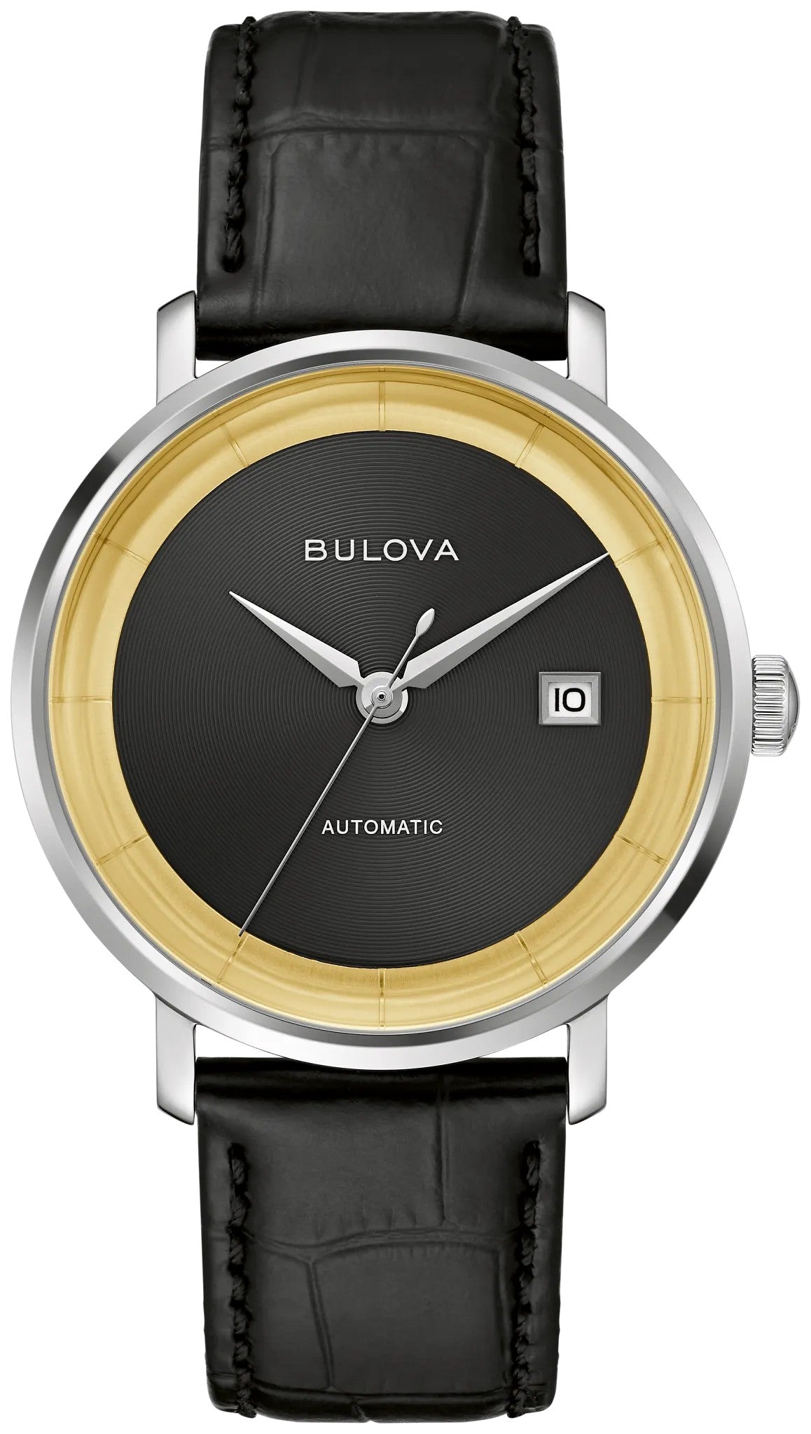 Bulova Black Dial Leather Strap Frank Sinatra Rat Pack 96B406