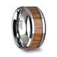 TEKKU Wood Tungsten Ring with Polished Bevels and Teak Wood Inlay - 10mm