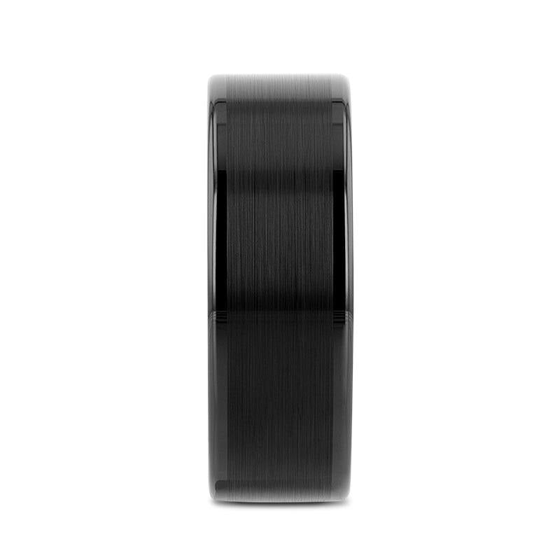 VULCAN Flat Black Tungsten Ring with Brushed Center & Polished Edges - 4mm - 12mm - 6mm