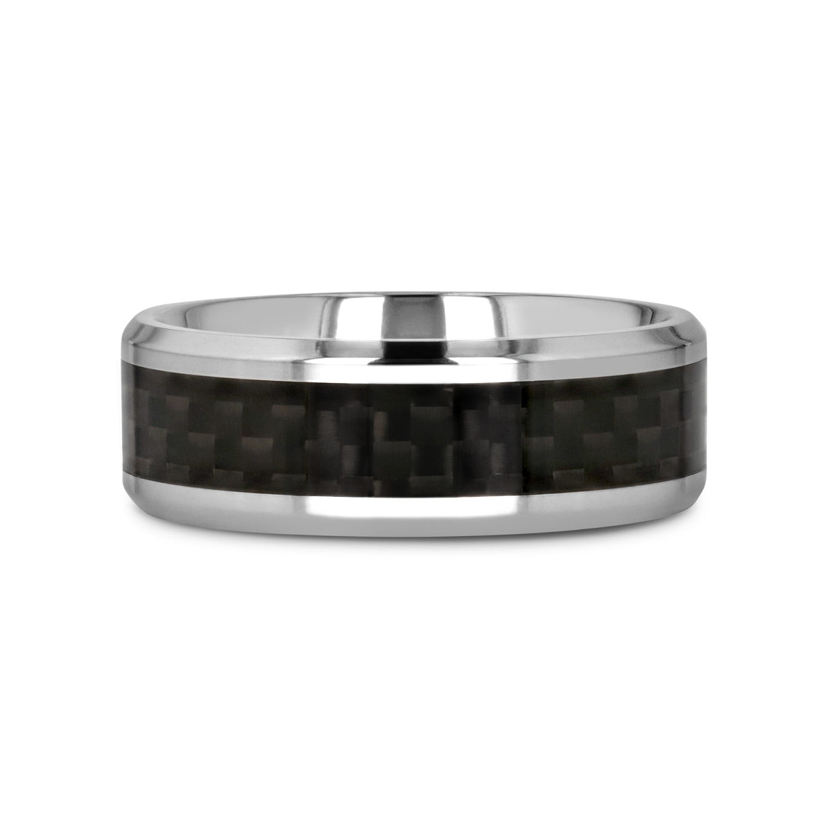 COLOSSEUM Black Carbon Fiber Inlay Titanium Wedding Band - 8mm