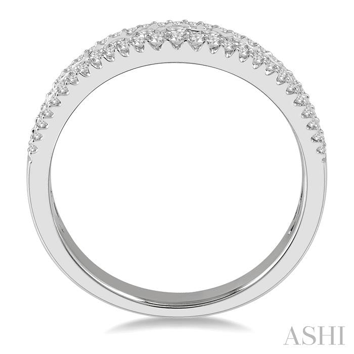 1/2 Ctw Triple Row Round Cut Diamond Wedding Band in 14K White Gold