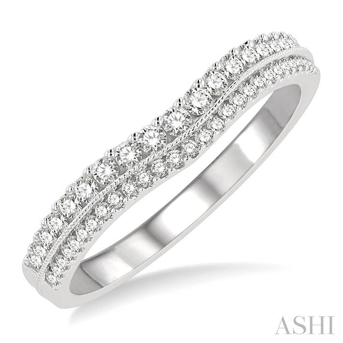 1/3 Ctw Twin Row Round Cut Diamond Wedding Band in 14K White Gold