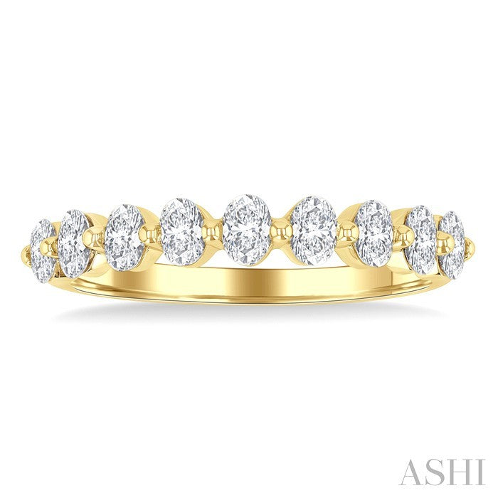 3/4 Ctw Half Eternity Oval Cut Diamond Fashion Band in 14K Yellow Gold