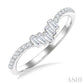 1/4 Ctw Baguette Cut Chevron Centerpiece Round Cut Diamond Wedding Band in 14K White Gold