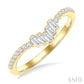 1/4 Ctw Baguette Cut Chevron Centerpiece Round Cut Diamond Wedding Band in 14K Yellow Gold