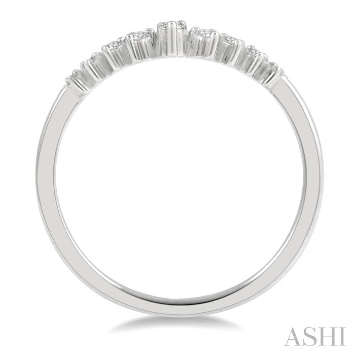 1/10 Ctw Chevron Round Cut Diamond Highlighted Wedding Ring in 14K White Gold