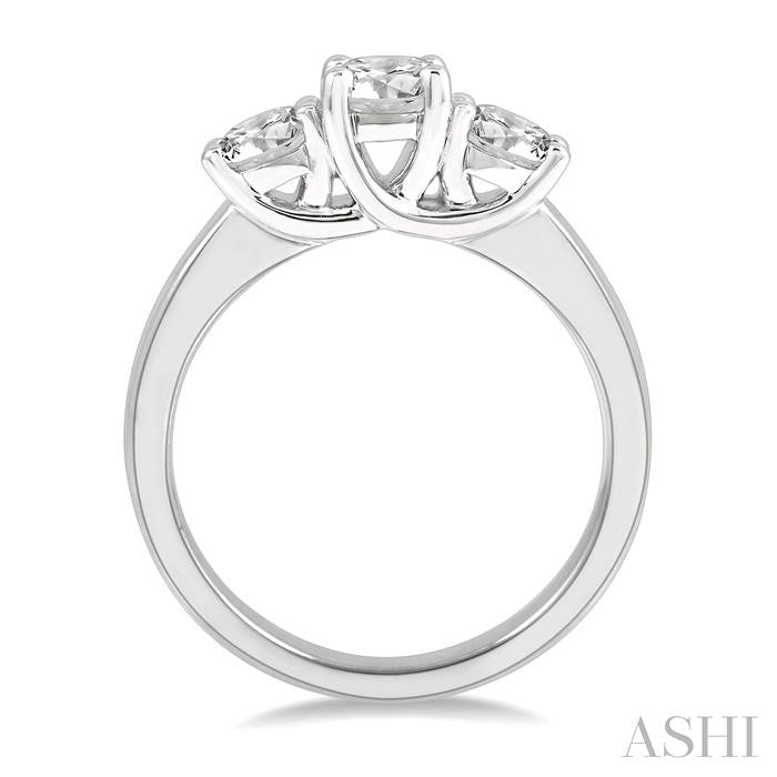 1 Ctw Round Cut Diamond Three-Stone Past Present and Future Ring in 14K White Gold