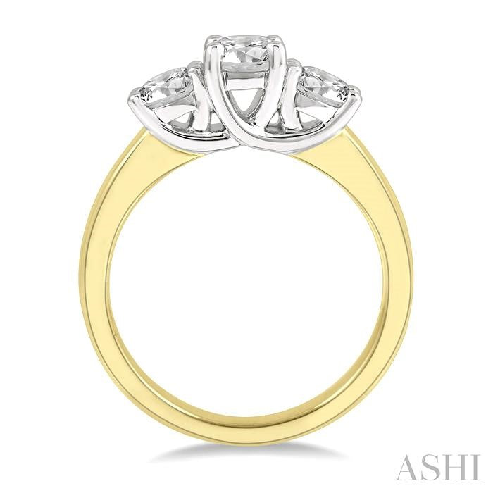 1 Ctw Round Cut Diamond Three-Stone Past Present and Future Ring in 14K Yellow and White Gold