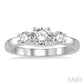 3/4 Ctw Round Cut Diamond Three-Stone Past Present and Future Ring in 14K White Gold