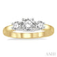 3/4 Ctw Round Cut Diamond Three-Stone Past Present and Future Ring in 14K Yellow and White Gold