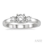 1/2 Ctw Round Cut Diamond Three-Stone Past Present and Future Ring in 14K White Gold