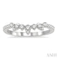 1/4 Ctw Alternating Marquise and Circular Mount Round Cut Diamond Curved Wedding Band in 14K White Gold