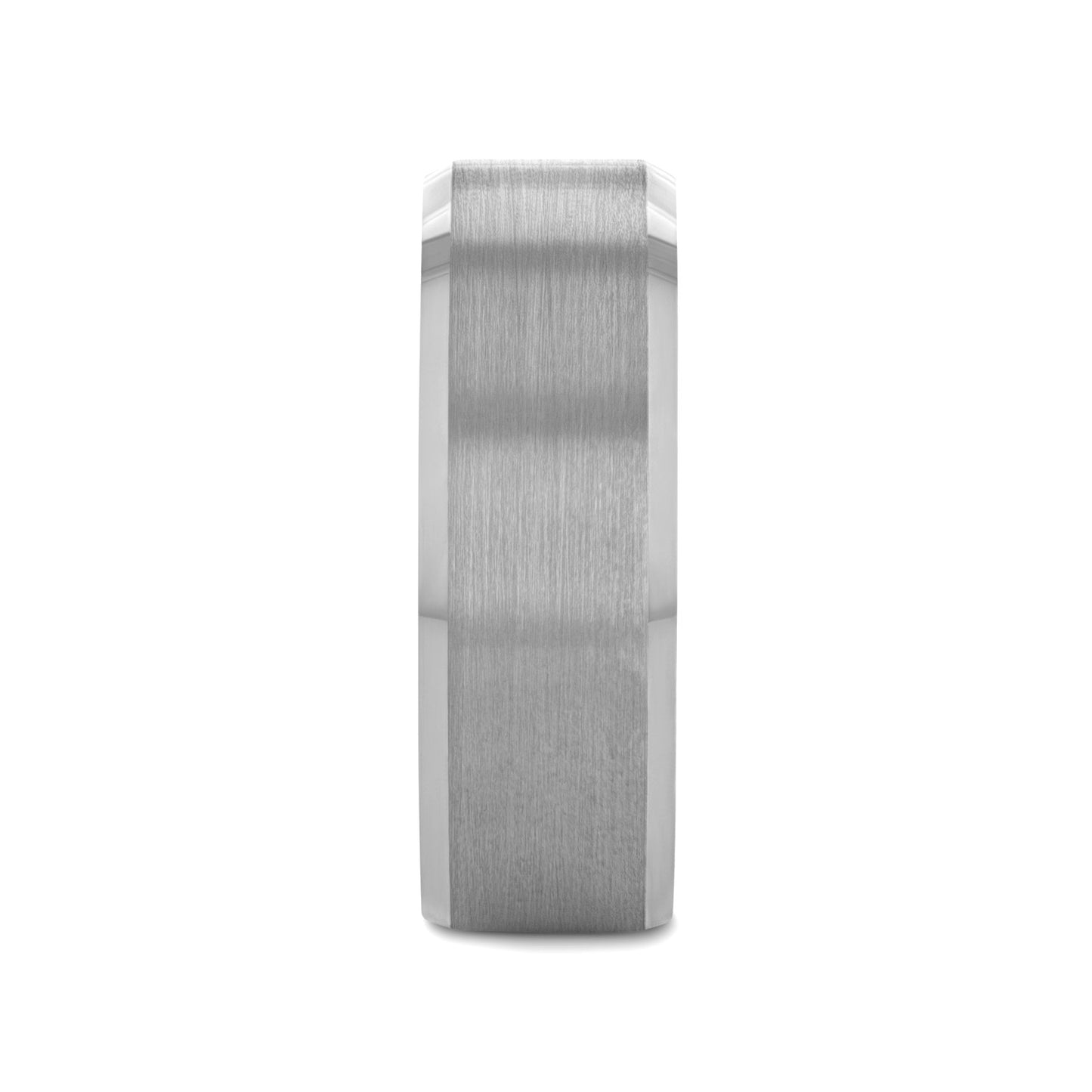 SHEFFIELD Flat Beveled Edges Tungsten Ring with Brushed Center - 4mm - 12mm - 8mm